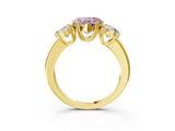Yellow gold Three-Stone Fancy Pink Heart Cut Cut Diamond Ring with Channel Set Band and Four-Prong Setting_27