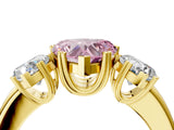 Yellow gold Three-Stone Fancy Pink Heart Cut Cut Diamond Ring with Channel Set Band and Four-Prong Setting_28