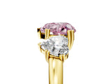 Yellow gold Three-Stone Fancy Pink Heart Cut Cut Diamond Ring with Channel Set Band and Four-Prong Setting_29