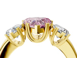 Yellow gold Three-Stone Fancy Pink Heart Cut Cut Diamond Ring with Channel Set Band and Four-Prong Setting_4
