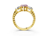 Yellow gold Three-Stone Fancy Pink Heart Cut Cut Diamond Ring with Channel-Set Band and Prong Setting_3