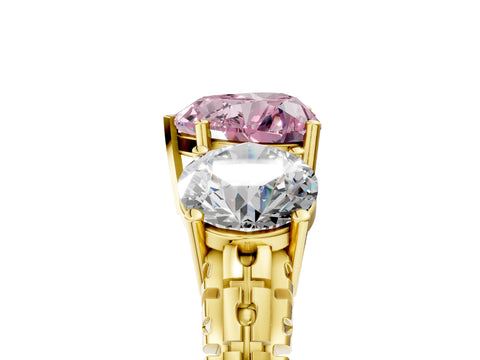 Yellow gold Three-Stone Fancy Pink Heart Cut Cut Diamond Ring with Channel-Set Band and Prong Setting_5