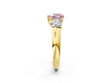 Yellow gold Three-Stone Fancy Pink Heart Cut Cut Diamond Ring with Prong Setting and Classic Band_2