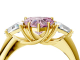 Yellow gold Three-Stone Fancy Pink Heart Cut Cut Diamond Ring with Trillion Side Stones and Four-Prong Setting_7