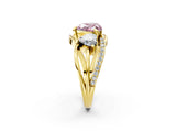 Yellow gold Three-Stone Fancy Pink Heart Cut Cut Diamond Split Shank Prong Set Ring_2