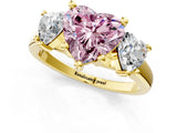 Yellow gold Three-Stone Fancy Pink Heart Cut Cut Solitaire Ring with Classic Prong Setting_1