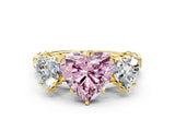 Yellow gold Three-Stone Fancy Pink Heart Cut Diamond Braided Band Ring with Four-Prong Setting_40