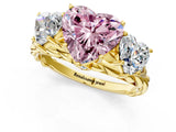 Yellow gold Three-Stone Fancy Pink Heart Cut Diamond Braided Band Ring with Four-Prong Setting_41