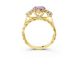 Yellow gold Three-Stone Fancy Pink Heart Cut Diamond Braided Band Ring with Four-Prong Setting_43