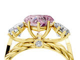 Yellow gold Three-Stone Fancy Pink Heart Cut Diamond Braided Band Ring with Four-Prong Setting_44