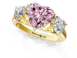 Yellow gold Three-Stone Fancy Pink Heart Cut Diamond Engagement Ring with Prong Setting_4