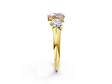 Yellow gold Three-Stone Fancy Pink Heart Cut Diamond Engagement Ring with Prong Setting_5