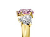 Yellow gold Three-Stone Fancy Pink Heart Cut Diamond Engagement Ring with Prong Setting_8
