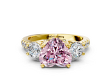 Yellow gold Three-Stone Fancy Pink Heart  Cut Diamond Pavé Band with Four-Prong Setting_28