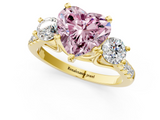 Yellow gold Three-Stone Fancy Pink Heart  Cut Diamond Pavé Band with Four-Prong Setting_29