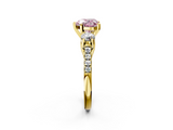 Yellow gold Three-Stone Fancy Pink Heart  Cut Diamond Pavé Band with Four-Prong Setting_30