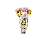 Yellow gold Three-Stone Fancy Pink Heart  Cut Diamond Pavé Band with Four-Prong Setting_33