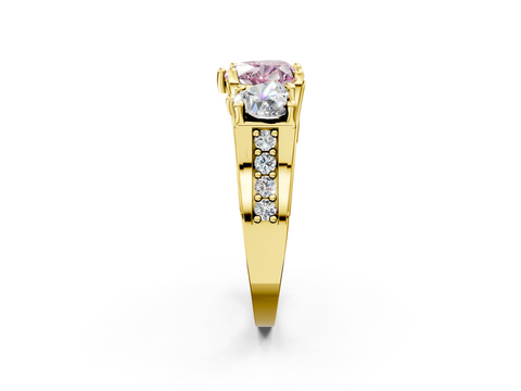 Yellow gold Three-Stone Fancy Pink Heart  Cut Diamond Ring with Channel-Set Band and Four-Prong Setting_37