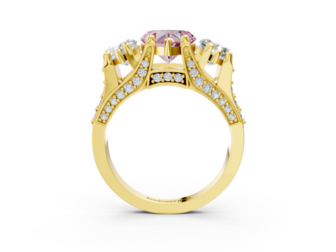 Yellow gold Three-Stone Fancy Pink Heart  Cut Diamond Ring with Channel-Set Band and Four-Prong Setting_38