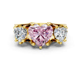 Yellow gold Three-Stone Fancy Pink Heart  Cut Diamond Ring with Channel-Set Band and Four-Prong Setting_52