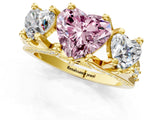 Yellow gold Three-Stone Fancy Pink Heart  Cut Diamond Ring with Channel-Set Band and Four-Prong Setting_53