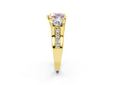 Yellow gold Three-Stone Fancy Pink Heart  Cut Diamond Ring with Channel-Set Band and Four-Prong Setting_54