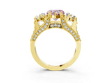 Yellow gold Three-Stone Fancy Pink Heart  Cut Diamond Ring with Channel-Set Band and Four-Prong Setting_55