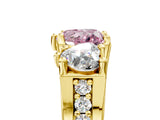 Yellow gold Three-Stone Fancy Pink Heart  Cut Diamond Ring with Channel-Set Band and Four-Prong Setting_57
