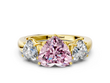 Yellow gold Three-Stone Fancy Pink Heart  Cut Diamond Ring with Channel-Set Band and Four-Prong Setting_78