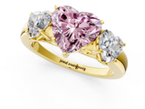 Yellow gold Three-Stone Fancy Pink Heart  Cut Diamond Ring with Channel-Set Band and Four-Prong Setting_79