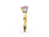 Yellow gold Three-Stone Fancy Pink Heart  Cut Diamond Ring with Channel-Set Band and Four-Prong Setting_80
