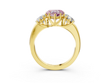 Yellow gold Three-Stone Fancy Pink Heart  Cut Diamond Ring with Channel-Set Band and Four-Prong Setting_81
