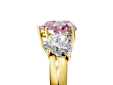 Yellow gold Three-Stone Fancy Pink Heart  Cut Diamond Ring with Channel-Set Band and Four-Prong Setting_83