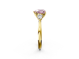 Yellow gold Three-Stone Fancy Pink Heart  Cut Diamond Ring with Pear Side Stones in Four-Prong Setting_117