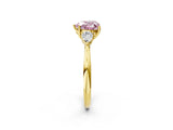 Yellow gold Three-Stone Fancy Pink Heart Cut Diamond Ring with Pear  Side Stones in Four-Prong Setting_38