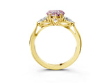 Yellow gold Three-Stone Fancy Pink Heart Cut Diamond Ring with Pear  Side Stones in Four-Prong Setting_39