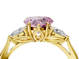 Yellow gold Three-Stone Fancy Pink Heart Cut Diamond Ring with Pear  Side Stones in Four-Prong Setting_40