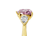 Yellow gold Three-Stone Fancy Pink Heart Cut Diamond Ring with Pear  Side Stones in Four-Prong Setting_41