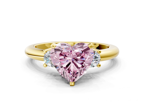 Yellow gold Three-Stone Fancy Pink Heart  Cut Diamond Solitaire with Prong Setting and Classic Band_45