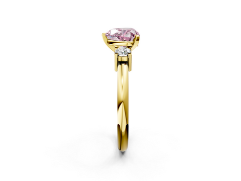 Yellow gold Three-Stone Fancy Pink Heart  Cut Diamond Solitaire with Prong Setting and Classic Band_47