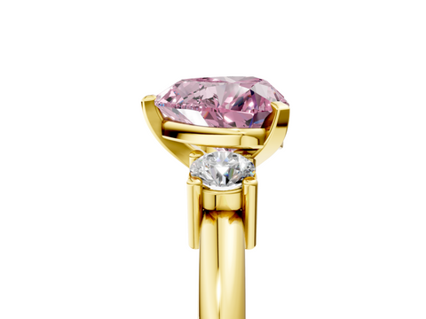 Yellow gold Three-Stone Fancy Pink Heart  Cut Diamond Solitaire with Prong Setting and Classic Band_50