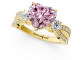 Yellow gold Three-Stone Fancy Pink Heart  Cut Diamond Twist Band with Prong Setting_40