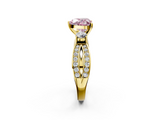 Yellow gold Three-Stone Fancy Pink Heart  Cut Diamond Twist Band with Prong Setting_41