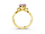 Yellow gold Three-Stone Fancy Pink Heart  Cut Diamond Twist Band with Prong Setting_42