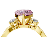 Yellow gold Three-Stone Fancy Pink Heart  Cut Diamond Twist Band with Prong Setting_43