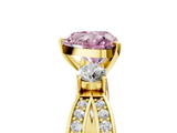 Yellow gold Three-Stone Fancy Pink Heart  Cut Diamond Twist Band with Prong Setting_44