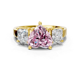 Yellow gold Three-Stone Fancy Pink Heart  Cut Solitaire Ring with Prong Setting_3