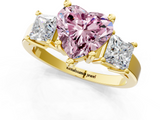 Yellow gold Three-Stone Fancy Pink Heart  Cut Solitaire Ring with Prong Setting_4