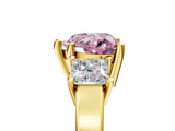 Yellow gold Three-Stone Fancy Pink Heart  Cut Solitaire Ring with Prong Setting_8