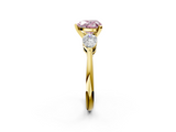 Yellow gold Three-Stone Fancy Pink Heart  Diamond Ring with Pear Side Stones in Four-Prong Setting_26
